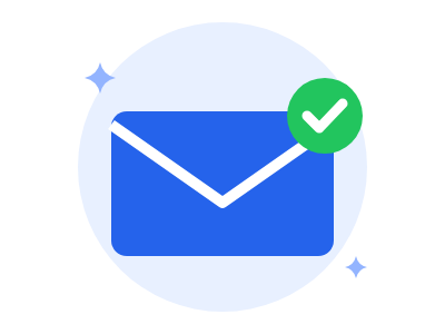 Blue envelope with a green check mark
