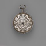 Silver pocket watch with an open white dial