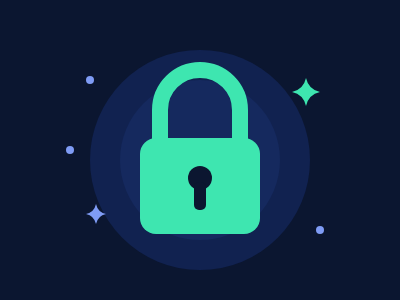 Mint padlock on a dark navy circle