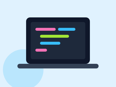 Laptop showing colorful lines of code