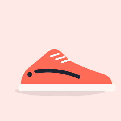 Coral running shoe with a dark stripe