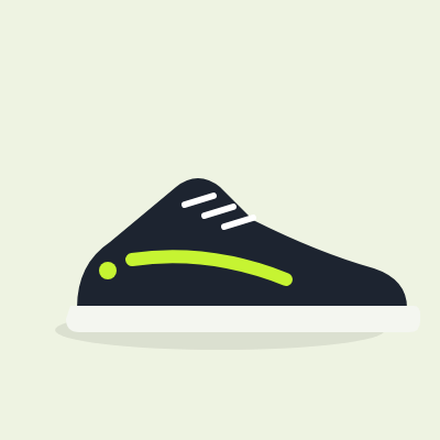 Dark running shoe with a lime stripe