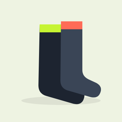 Two running socks with colored cuffs