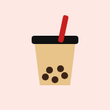 Milk tea with tapioca pearls and a red straw