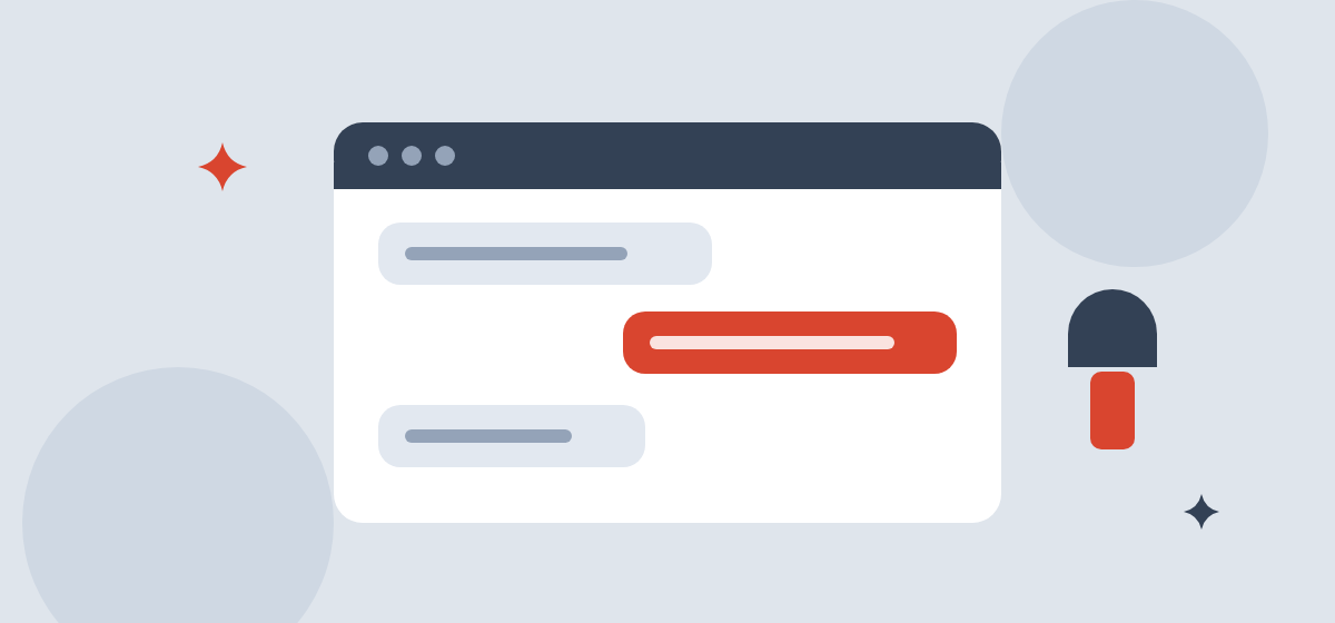 Support chat window with gray and coral message bubbles